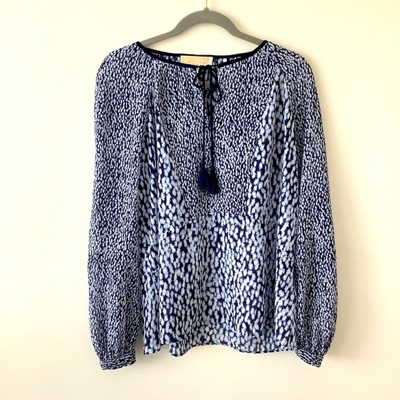 Michael Kors women’s top long sleeve blue blouse size large - Picture 1 of 10